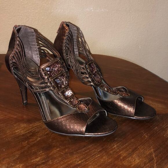 Style & Co "Nathalie" Edgy Whimsical Goth Bronze Faux Drusy Pumps 8 - Picture 1 of 8